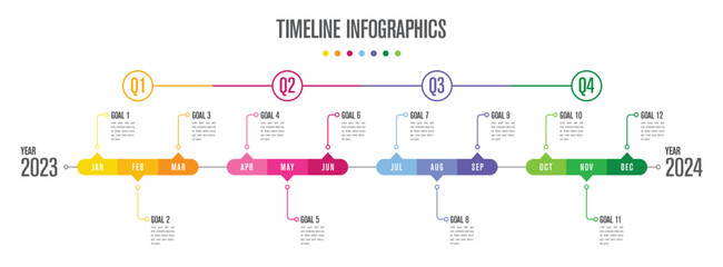 Infographic template for business year plan. 12 Months modern Timeline, diagram, calendar, presentation vector infographics.