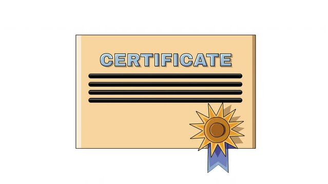 Animation forms a certificate paper icon
