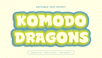 Green and blue komodo dragon 3d editable text effect - font style