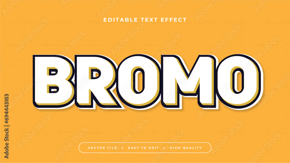 Poster white yellow and black bromo 3d editable text effect - font style