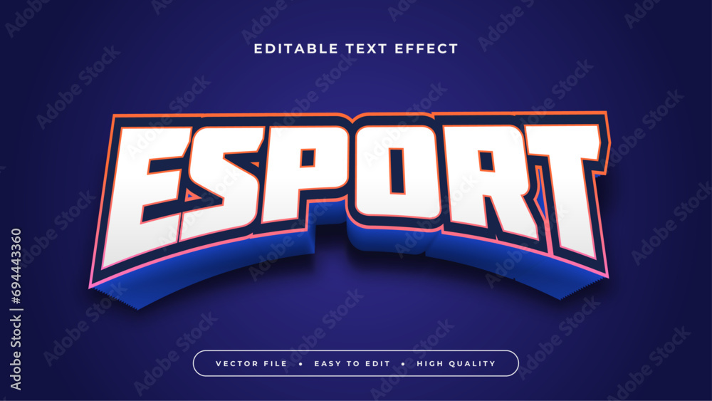 Poster white and blue esport 3d editable text effect - font style