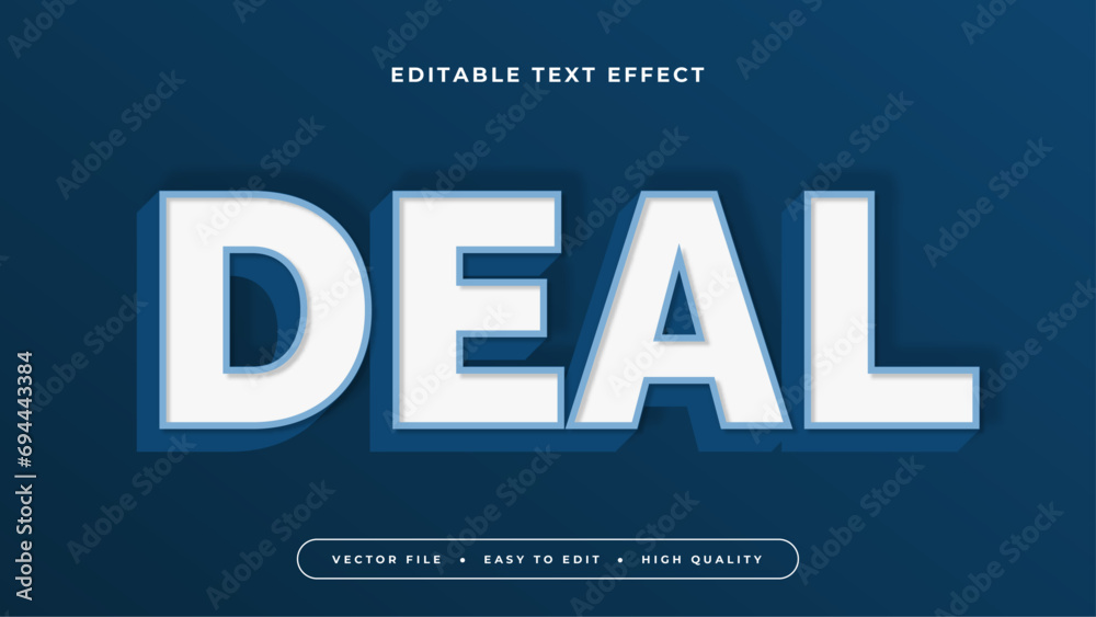 Poster blue and white deal 3d editable text effect - font style