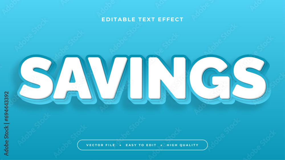 Poster blue and white savings 3d editable text effect - font style