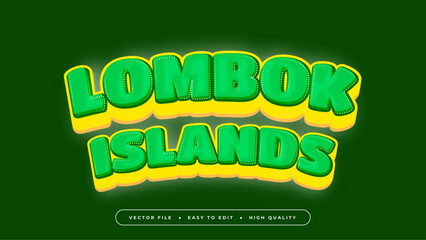 Green and yellow lombok island 3d editable text effect - font style