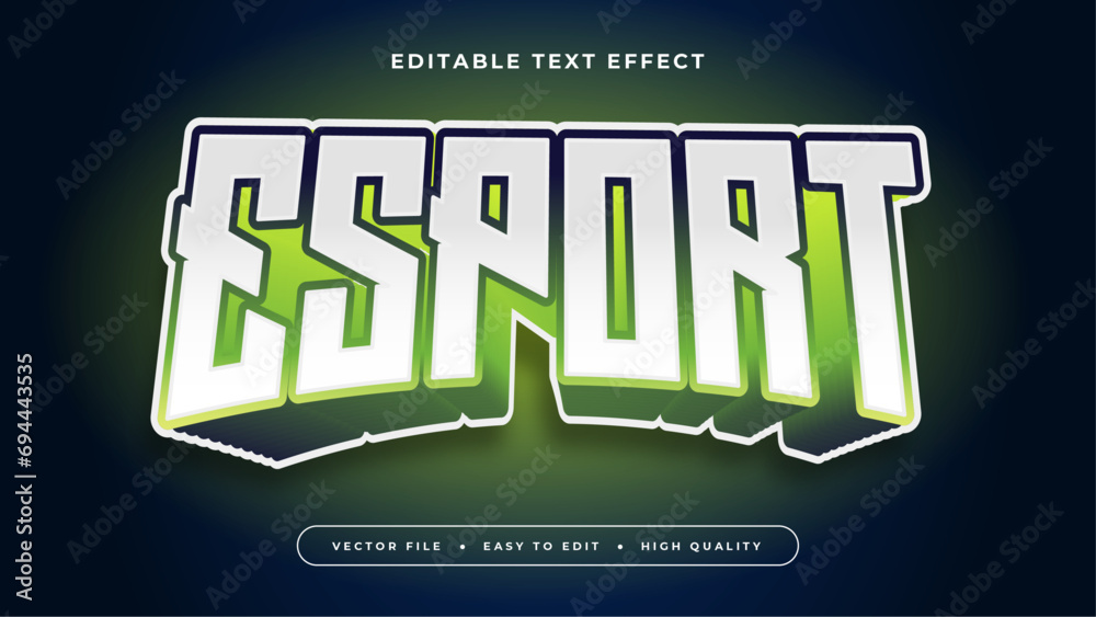 Poster green and white esport 3d editable text effect - font style