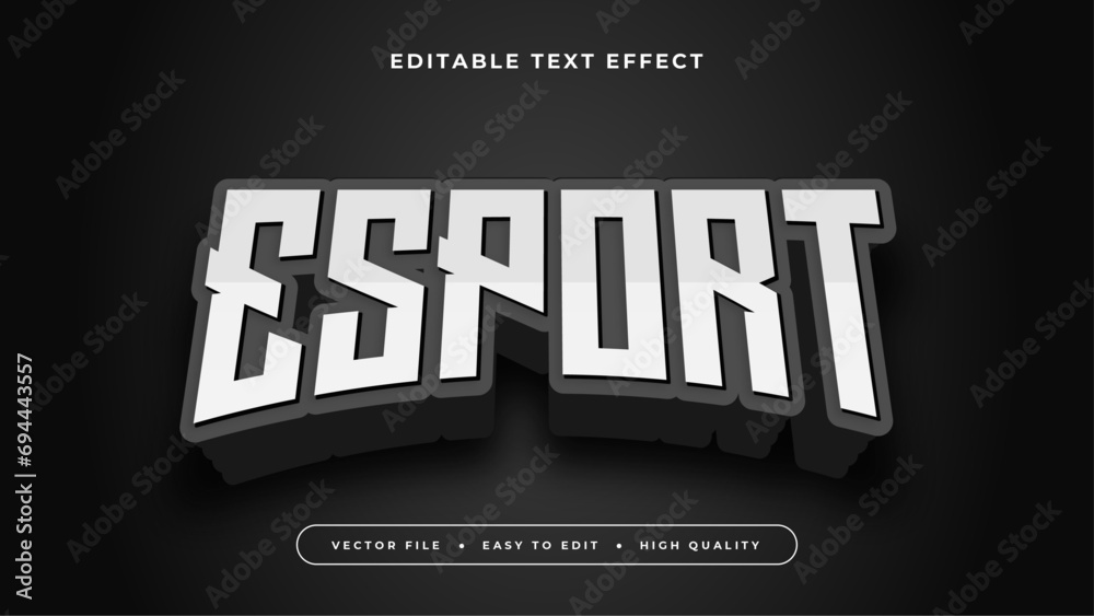 Aufkleber white and black esport 3d editable text effect - font style