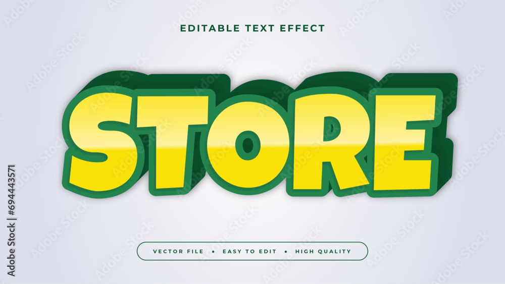 Aufkleber yellow white and green store 3d editable text effect - font style