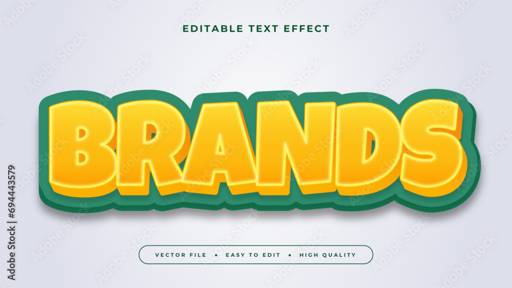 Poster white green and yellow brands 3d editable text effect - font style