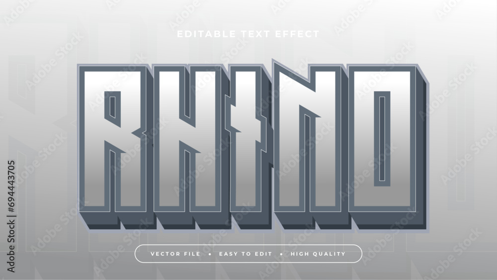 Poster gray grey and white rhino 3d editable text effect - font style