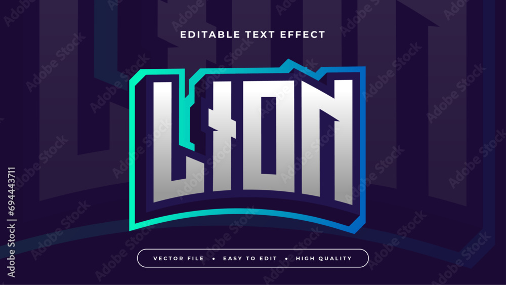 Poster blue green and silver lion 3d editable text effect - font style
