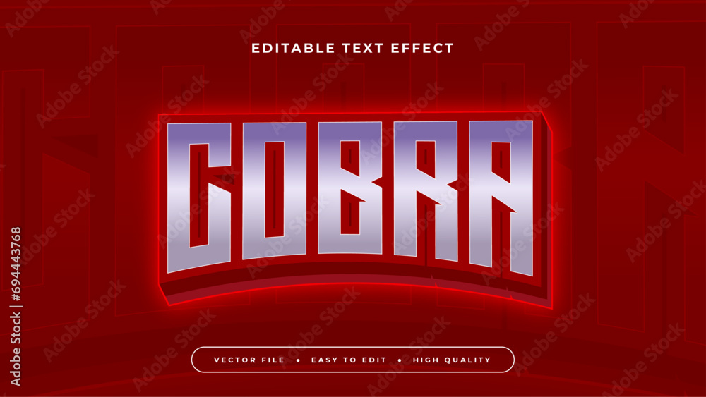 Poster Red and purple violet cobra 3d editable text effect - font style