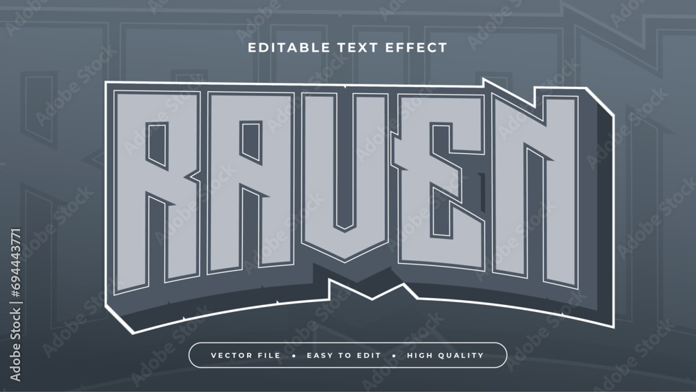 Poster Gray grey raven 3d editable text effect - font style