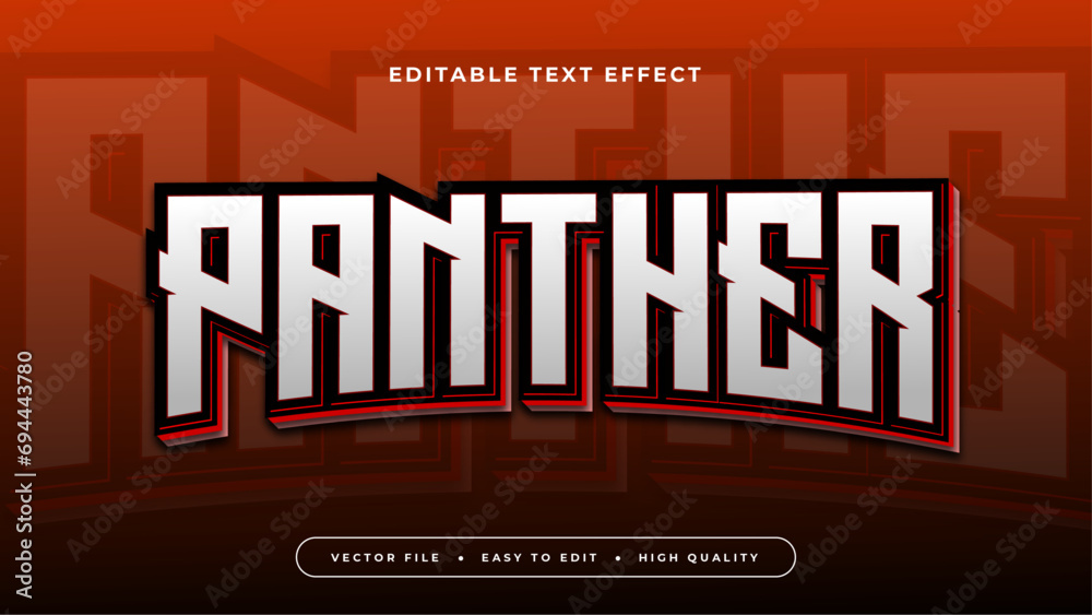 Poster red black and white panther 3d editable text effect - font style