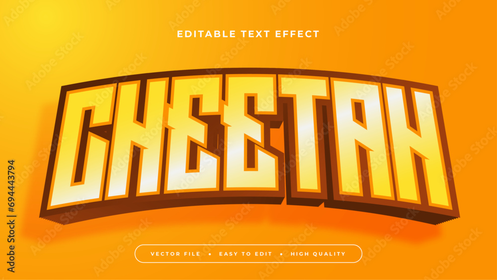 Poster yellow brown and orange cheetah 3d editable text effect - font style
