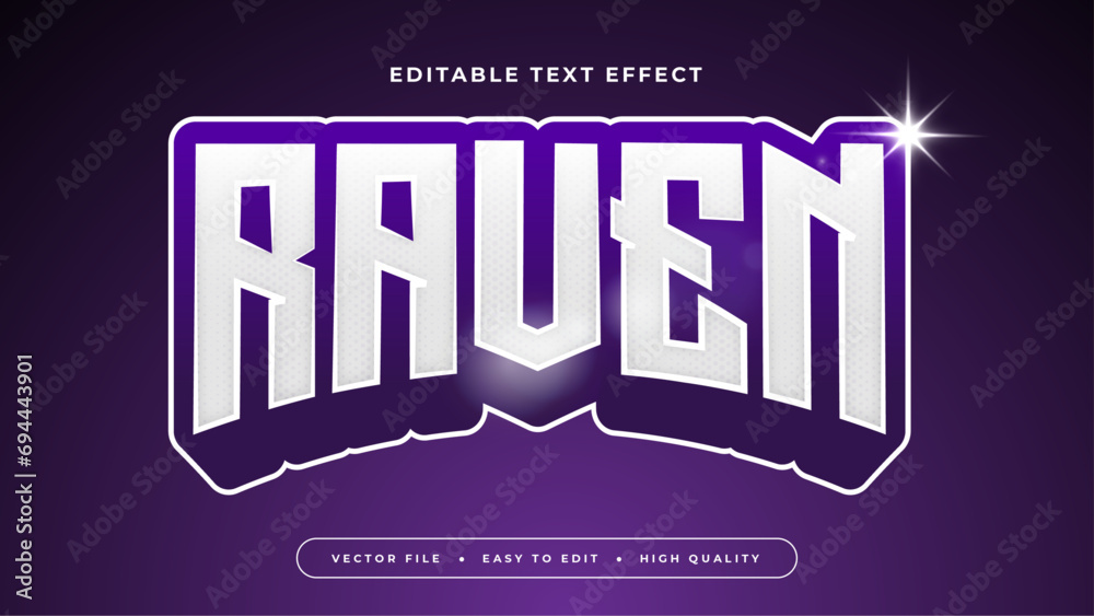 Poster White and purple violet raven 3d editable text effect - font style