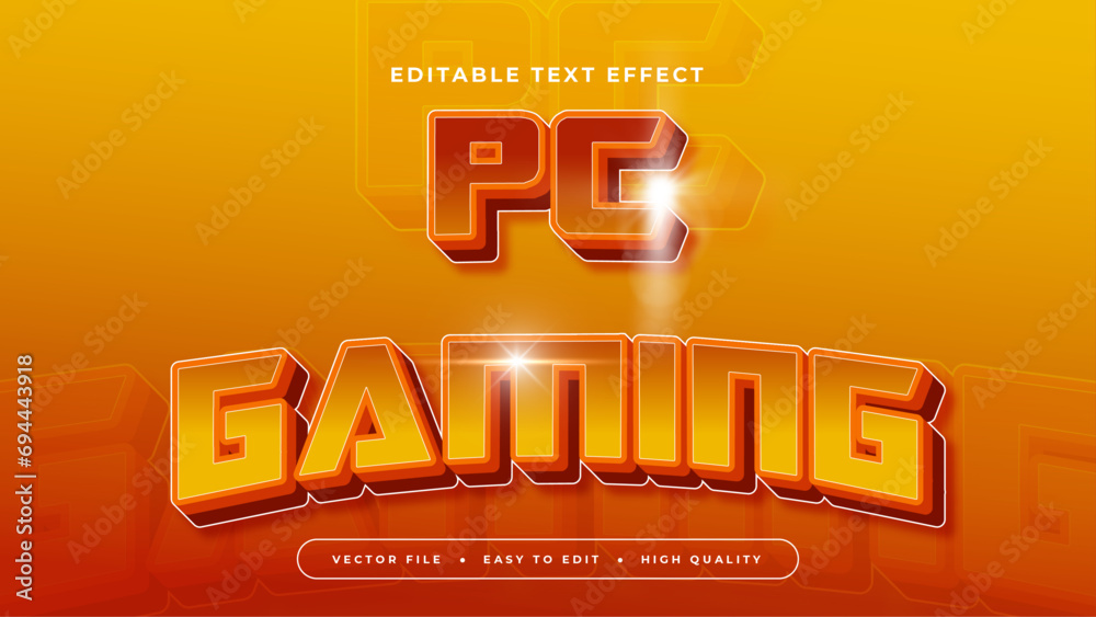 Poster orange red and yellow pc gaming 3d editable text effect - font style