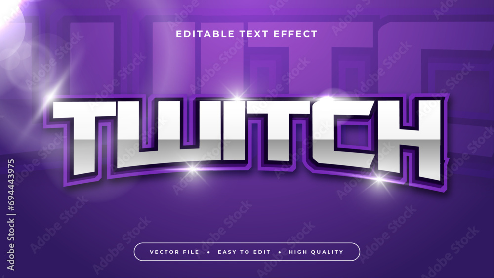 Poster white and purple violet twitch 3d editable text effect - font style