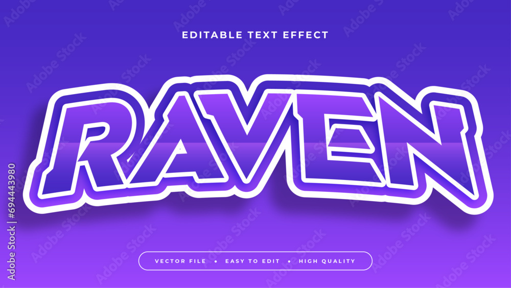 Poster White and purple violet raven 3d editable text effect - font style
