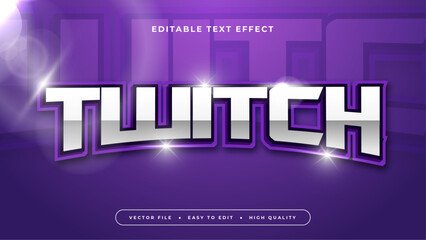 White and purple violet twitch 3d editable text effect - font style