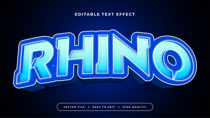 Blue and white rhino 3d editable text effect - font style