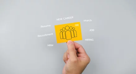 Fotobehang New career HR Recruitment or HRM resources interview global job search to register resume online internet finding selective hiring icon,one of employee leading in recruiting opportunities © Apichat