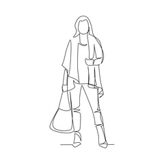Woman drawn in line art style