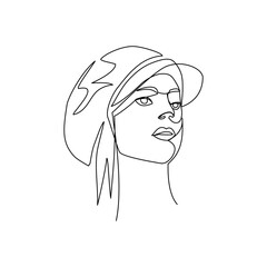 Woman drawn in line art style