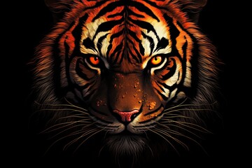 Portrait of a tiger with hypnotizing look. Generative AI