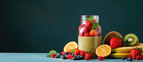 Healthy fresh fruit smoothie in a bottle for enjoying
