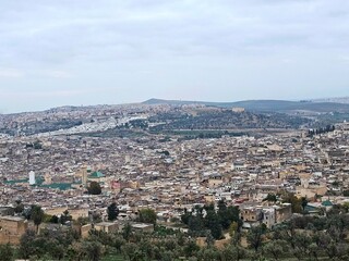 Fototapeta na wymiar panoramic view of Fez from the Marinid tombs