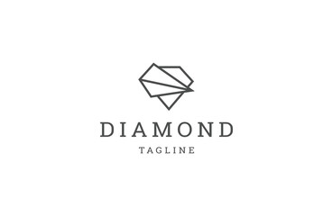 Diamond with line art style logo design template