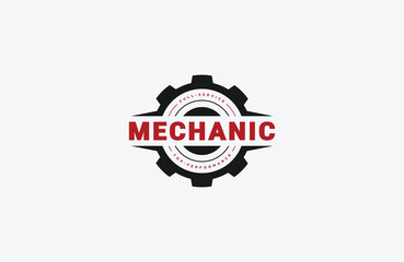 Gear mechanic logo design template flat vector