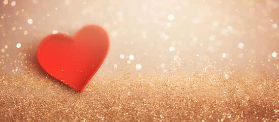 Red heart bokeh background, valentine day greeting card.AI Generative