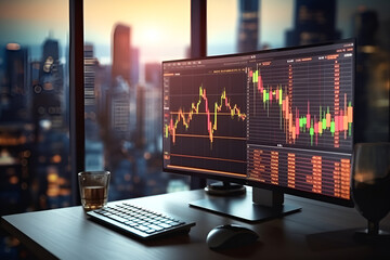 3d Illustration Of Computerized Trading And Stock Market Analysis Background.AI Generative
