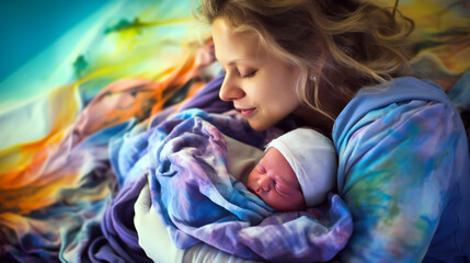 encapsulating the intensity and emotion of childbirth. The image captures the strength, resilience, and support conveying the transformative journey of bringing new life. Generative AI. - obrazy, fototapety, plakaty