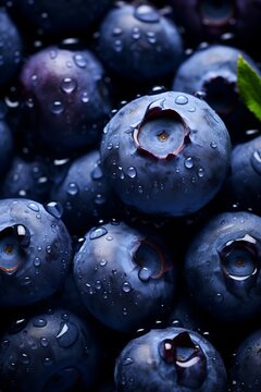 Generative AI image of fresh bluberries seamless background