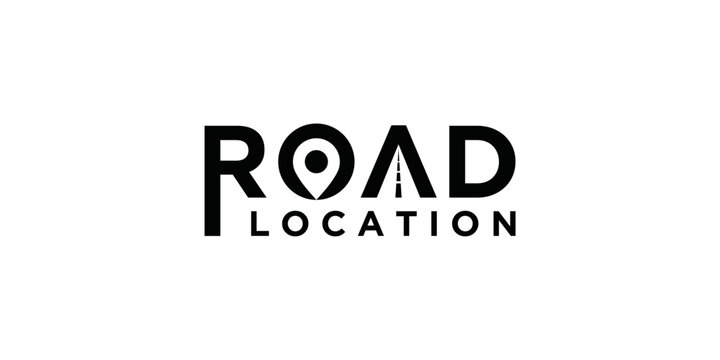 road map logo design template, location points and route map icon vector illustration. road logo in wordmark style