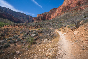 hiking the tonto trail in the grand canyon national park, arizona, usa