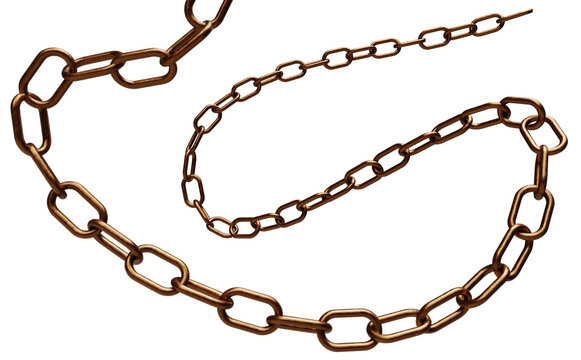 rusty old linked chain on transparent background