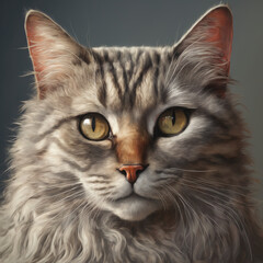 A portrait of a grey cat. Created with Generative AI.
