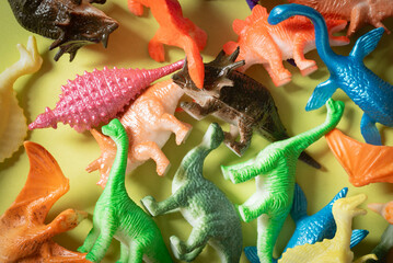 Toy dinosaurs background.