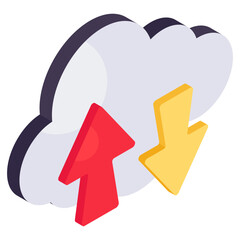 Editable design icon of cloud data transfer