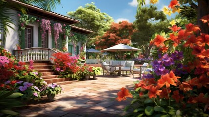 an image of a flourishing garden, its colorful blooms and verdant foliage standing out against the spotless white surface, radiating the vibrancy and energy of a vibrant outdoor sanctuary.