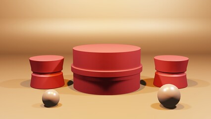 3D Podium With Color Gold Metalic and Pink is suitable for advertising cosmetics, products, goods, and so on.