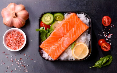 salmon on a wooden board