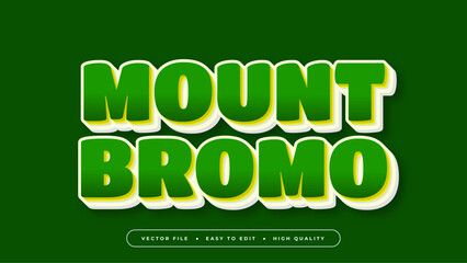 Green and yellow mount bromo 3d editable text effect - font style