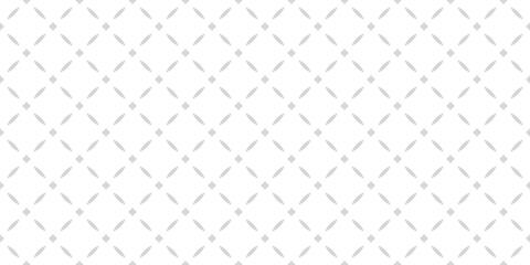 Subtle elegant geometric seamless pattern. Minimalist vector background in oriental style. Simple graphic ornament. Beige and white texture with diamonds, rhombuses, grid, lattice. Delicate geo design