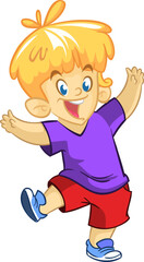 Cute cartoon little boy. .Vector illustration of a teenager wearing casual clothes outlined