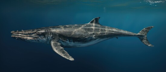 The Omura's whale, a fast rorqual, breathes and feeds in the South Pacific Ocean. - obrazy, fototapety, plakaty