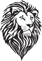 Lion simple mascot logo design illustration, black and white 
